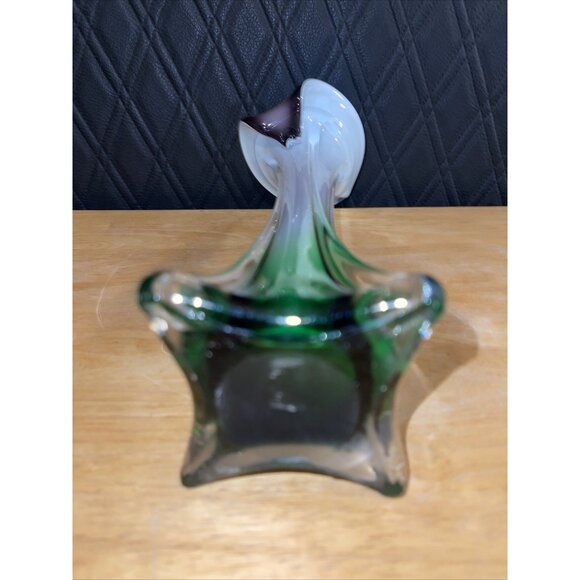 Mid Century Modern Art Glass Swung Vase Green White Purple Ombre Design - Picture 16 of 16